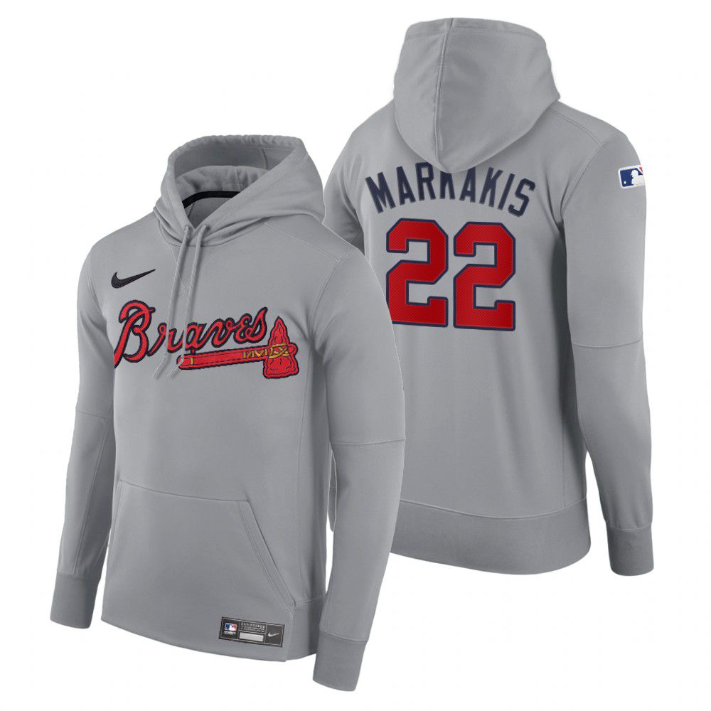 Men Atlanta Braves #22 Markakis gray road hoodie 2021 MLB Nike Jerseys->atlanta braves->MLB Jersey